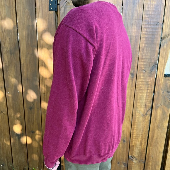 Chaps Sweater V Neck Embroidery Dark Academia - Picture 3 of 5